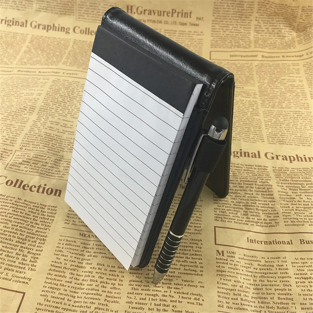 Multi functional PU leather small notebook pocket A7 Planner daily memo mini notebook pen refills business office work notebook 250422