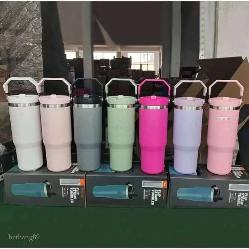 Bottles 30Oz 20Oz Tumblers Cups Heat Preservation Stainless Steel Outdoor Large Capacity Reusable Leakproof Flip Cup Water Bottle Mugs US STOCK Gg0704