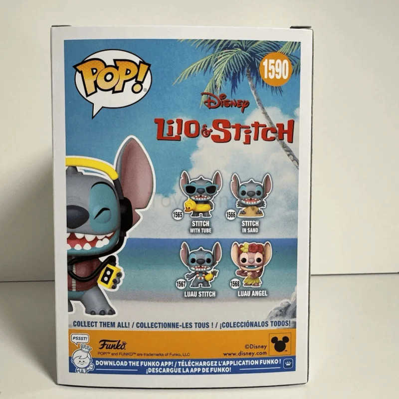 Disney Original Stitch With Headphones 1590 Funko Pop Vinyl Figure Special Edition Collectible Action Doll Toys Sculpture Gifts H251127