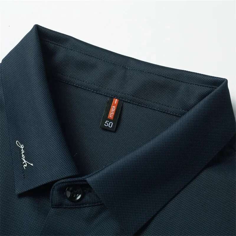 Brand Silky Elasticity Shirts 2024 Summer Lapel Ice Silk Single Breasted Shirt Business Casual Short Sleeved Men Clothing