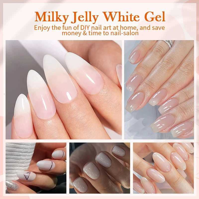 BORN PRETTY Milky White Jelly Nude Gel Nail Polish 10ml White Translucent Soak Off Gel Vernis Semi Permanent Need UV Light CureT251127