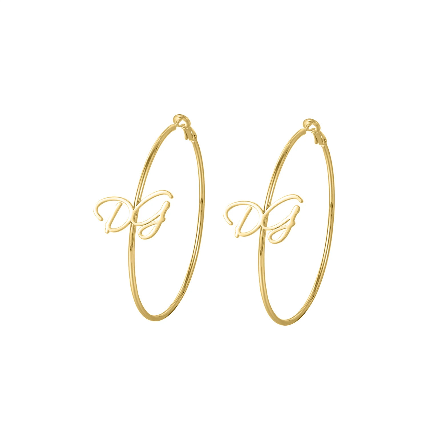 Qitian Custom Letter Earrings Personalised Name Exaggerated Hoop Earring Statement Handmade Stainless Steel DG Earrings Gift 250424