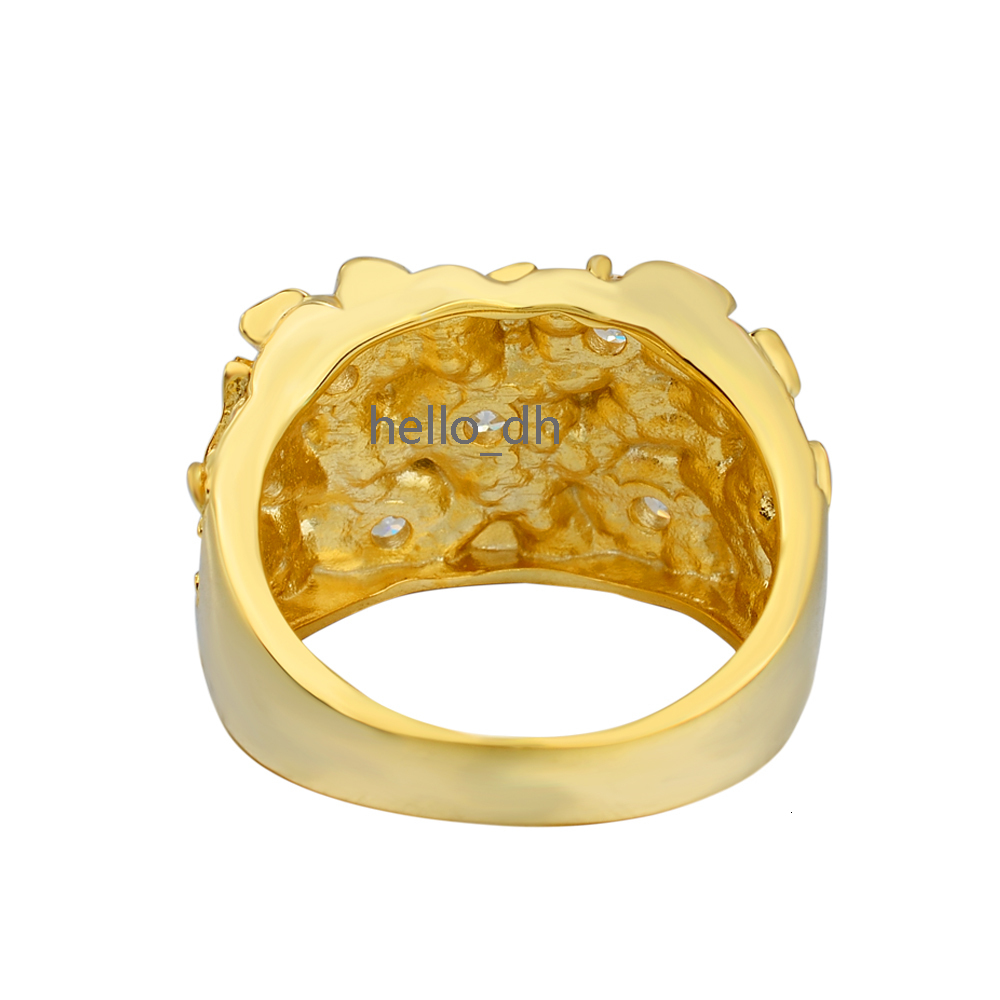 Factory Jewelry Wholesale Cheap Mens Nugget Diamond 10k Gold Brass Rings 14k Gold Plated for Men
