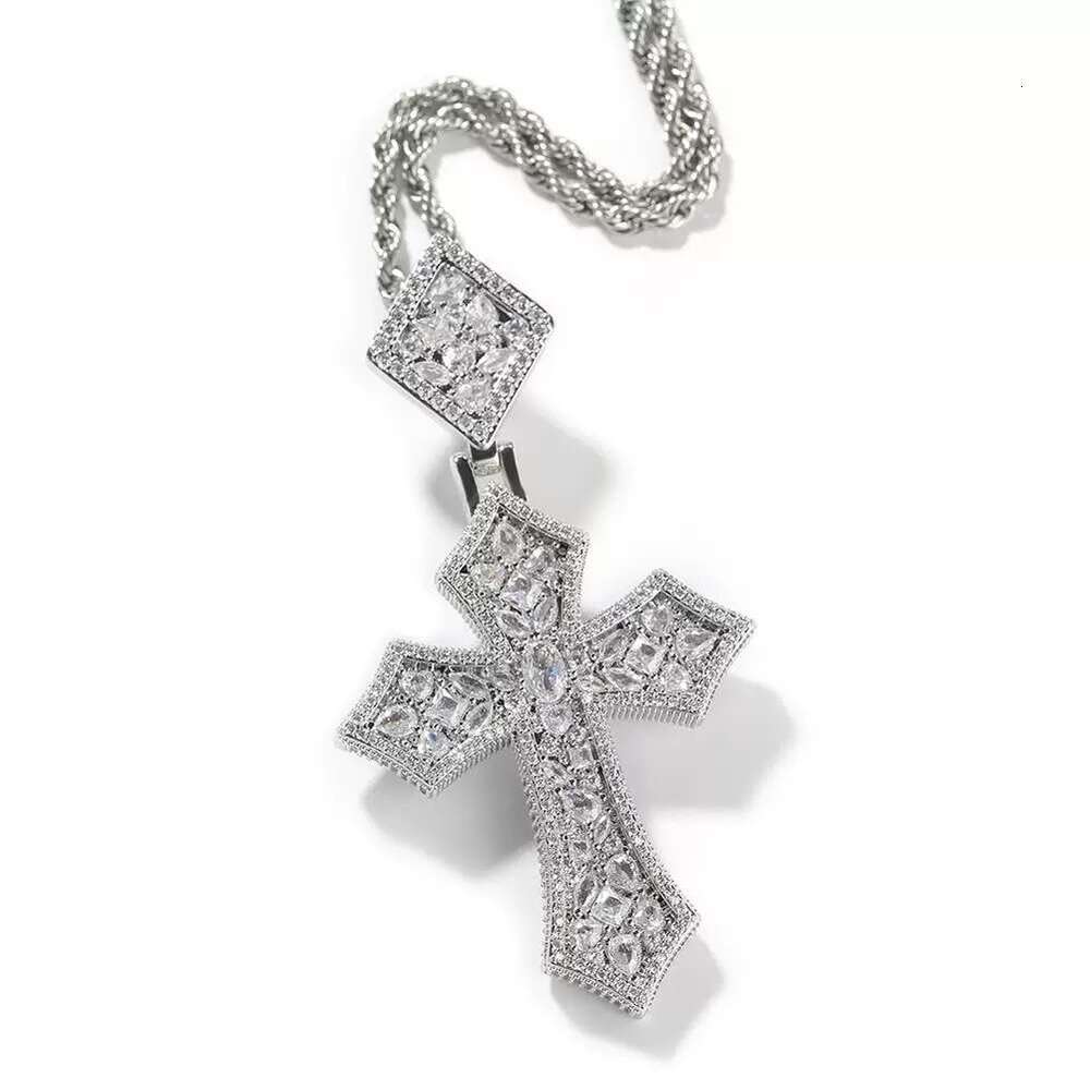 Fashion Jewelry gold-plated 925 Silver Mosaic Cross Pendant Custom Ice Out Hip Hop Diamond Charm pendant