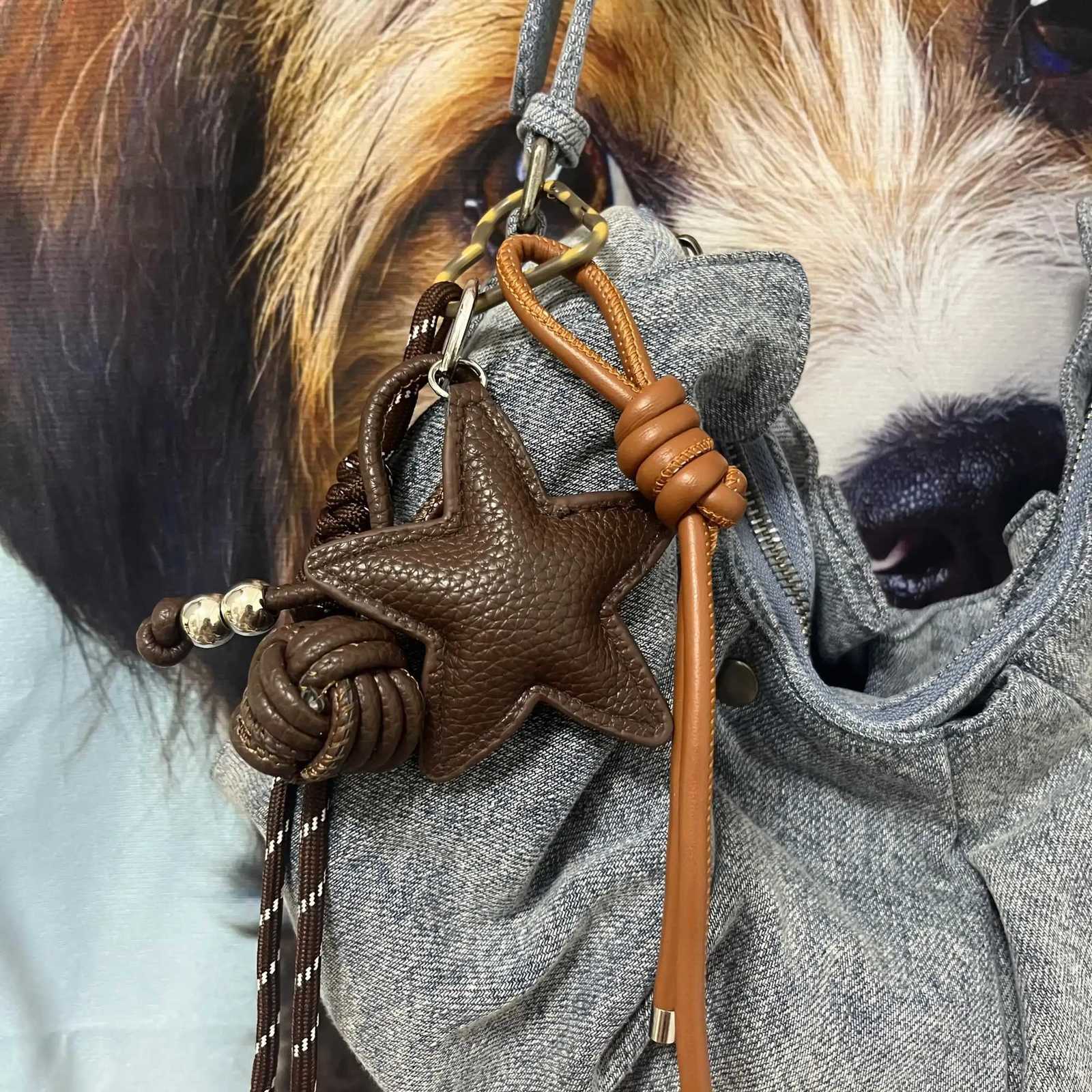 1pc Star Faux Leather Handmade DIY Rope KeychainHigh-End Style Bag Charm with Star Pendant Anti-Loss Faux Leather AccessoryT251127