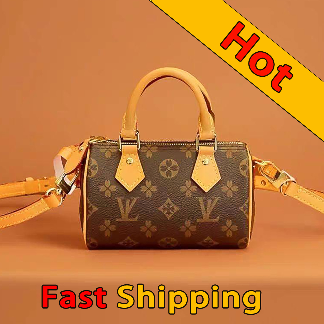 Top Brand Designer Shoulder Bag for Women Handbags Luxury CrossBody Fashion nano Pillow bags Top Handle Barrel Bags Embossed Tote Purse Brown Flower Handbag