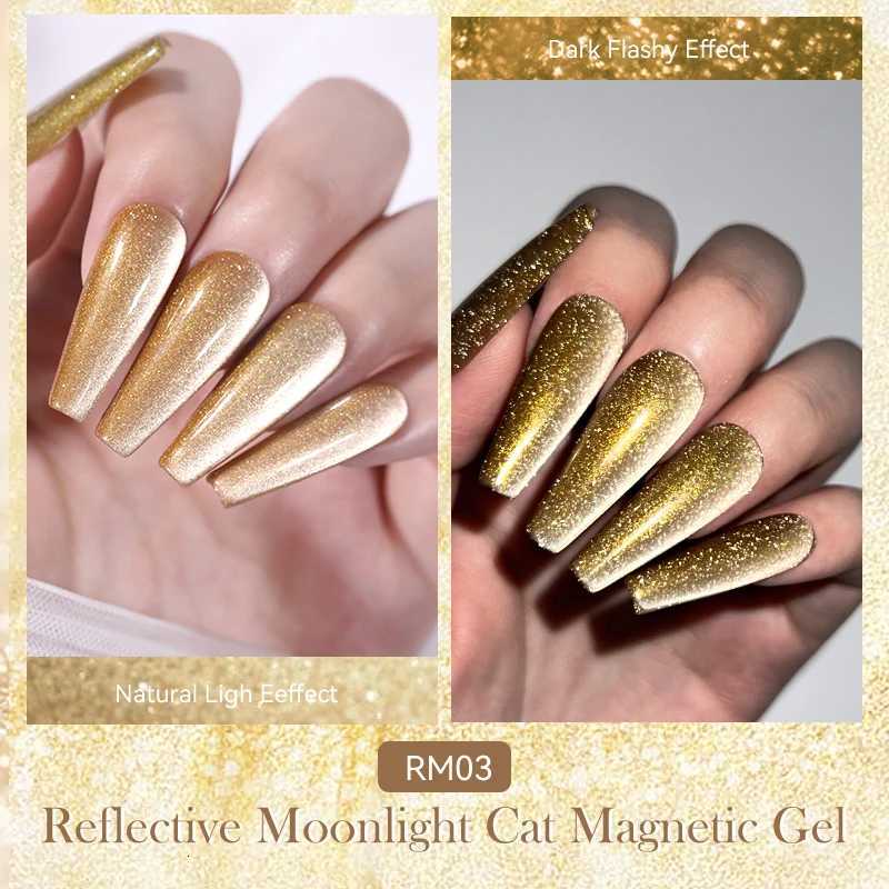 BORN PRETTY Gold Reflective Moonlight Gel Nail Polish Cat Magnetic Aurora Spar Glitter Semi-Permanant Varnish Nail Art MagneticT251127