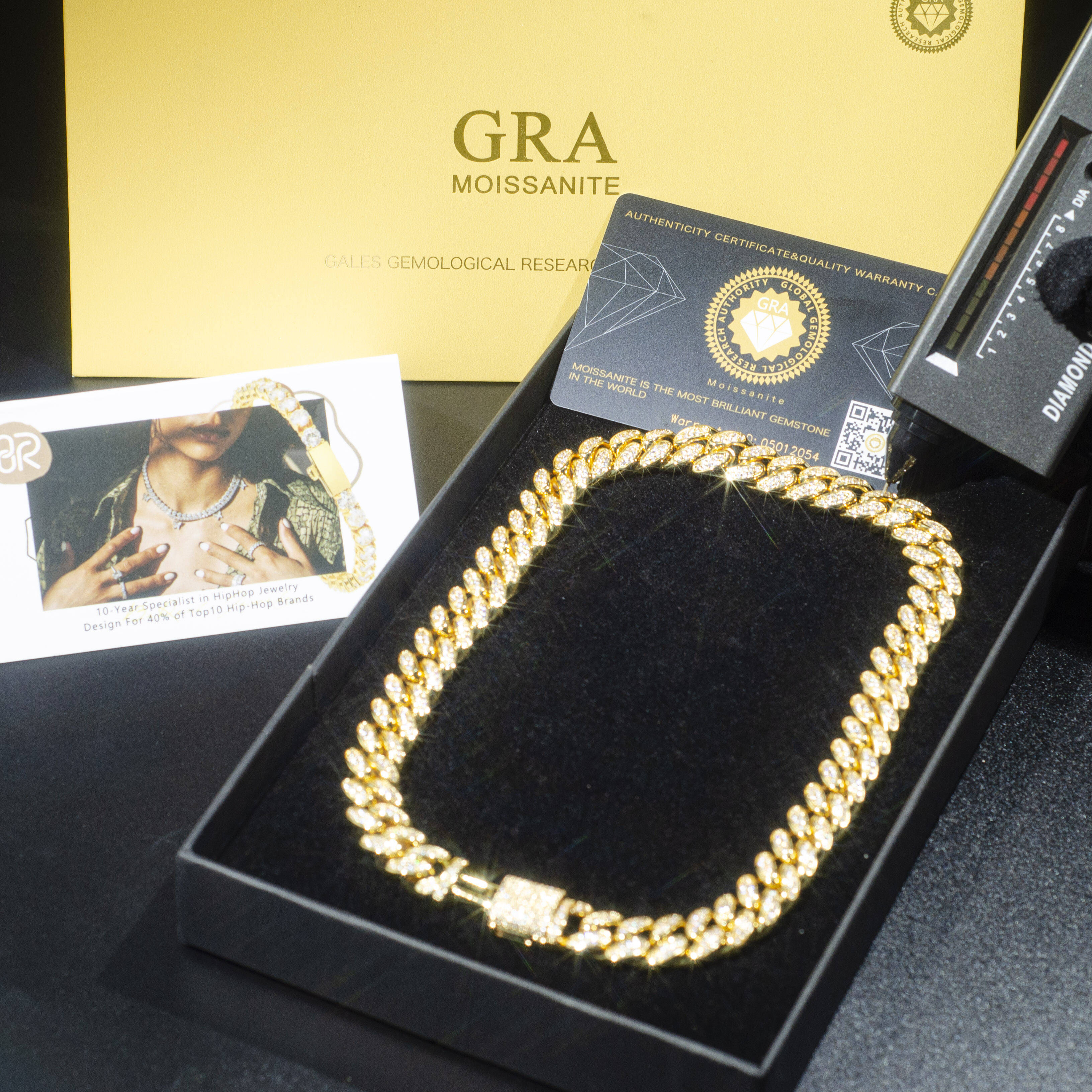 Hot Selling Gold Plated Vvs Moissanite Link Cuban Chain Pass Diamond Tester Round Brilliant Cut 925 Silver Necklace