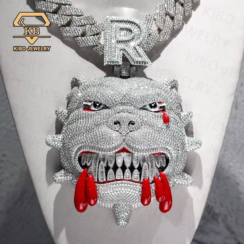 VVS Diamond Chain Pendant Moissanite Big Size Pendant With Iced Out Charm Custom Large Dog Bulldog Pendant for Mens