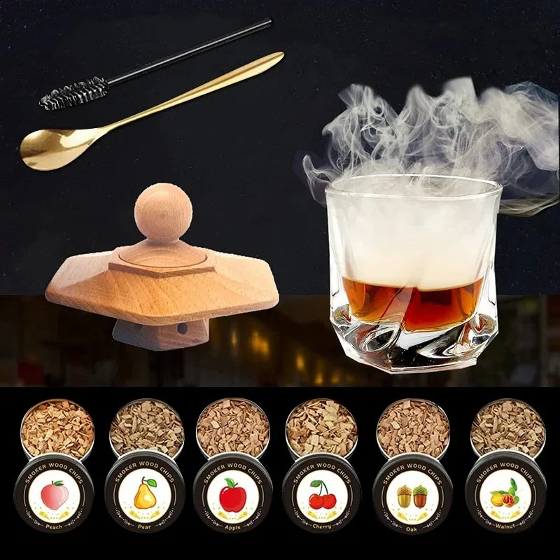Cocktail Smoker Kit Whiskey Wood Used for Beverages Kitchen Bar Accessories Tools Cocktails 250427