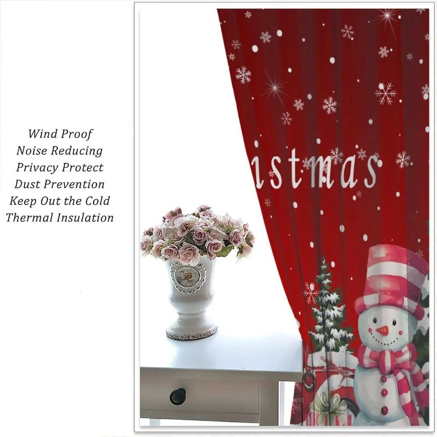 Curtain Christmas Red Christmas Curtains Winter Holiday Snowman Window Treatments Drapes for Bedroom Living Room Xmas Tree Truck New Year Drapes Y2511