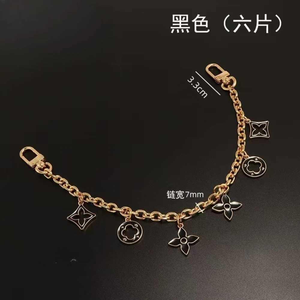 New cute little fragrant style bag with hanging chain decoration chain metal strap black and white strapT251127