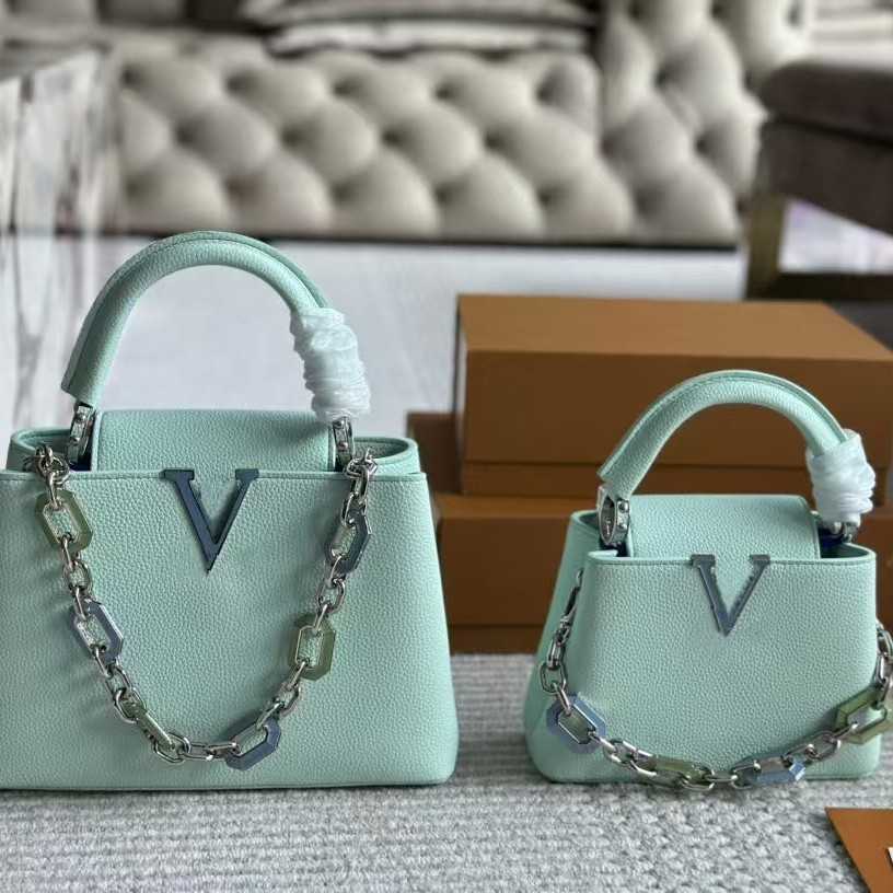 24 New CAP Womens Bag Chain Shoulder Strap Single Shoulder Crossbody Bag Color Block Lychee Pattern Handbag Killer Bag Lady Bag L251126XUMB