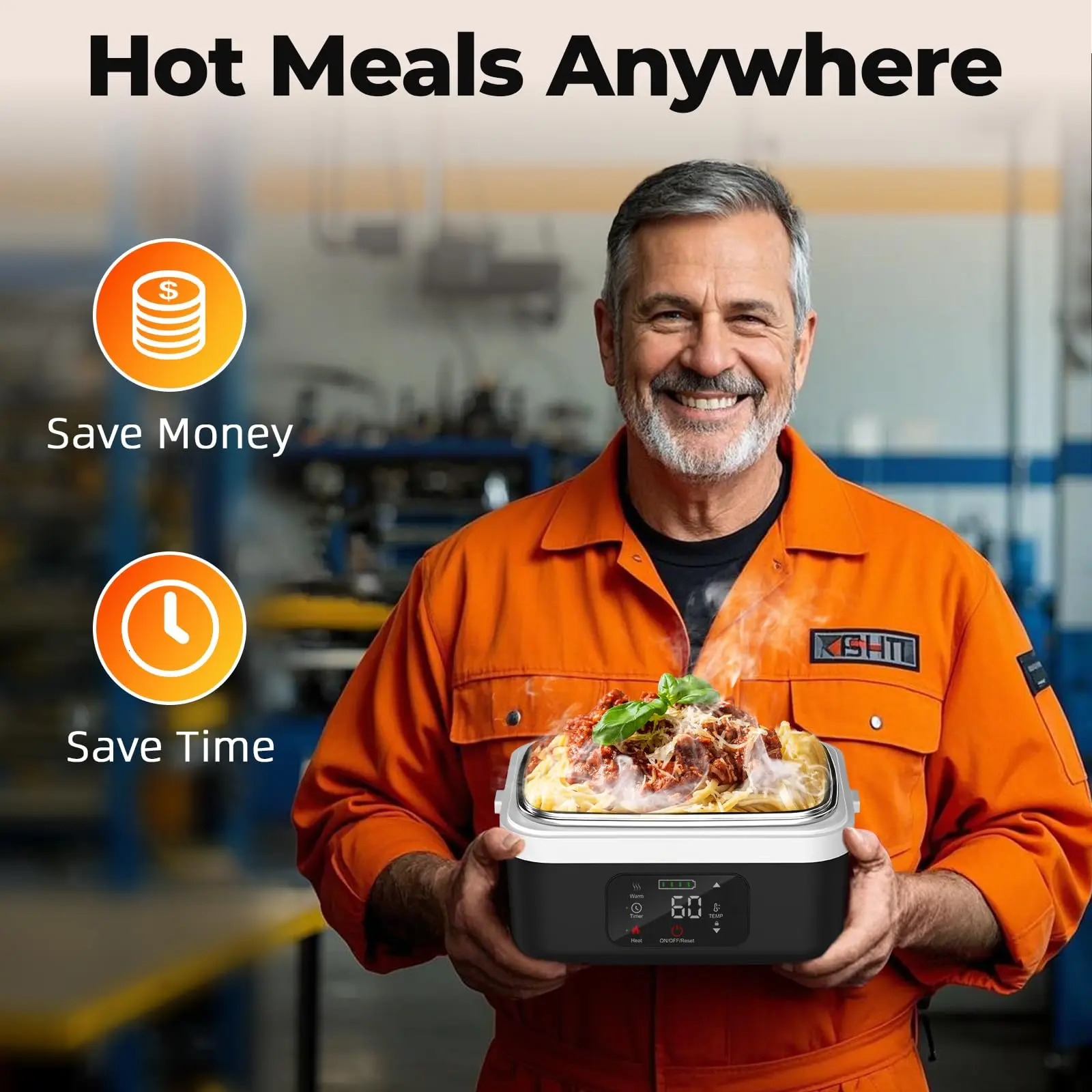 Wireless Electric Insulated Lunch Box - Built-in 8000mAh Battery 60W Heating Lunch Box 1L Stainless Steel Lunch Box Food Warmer 251126