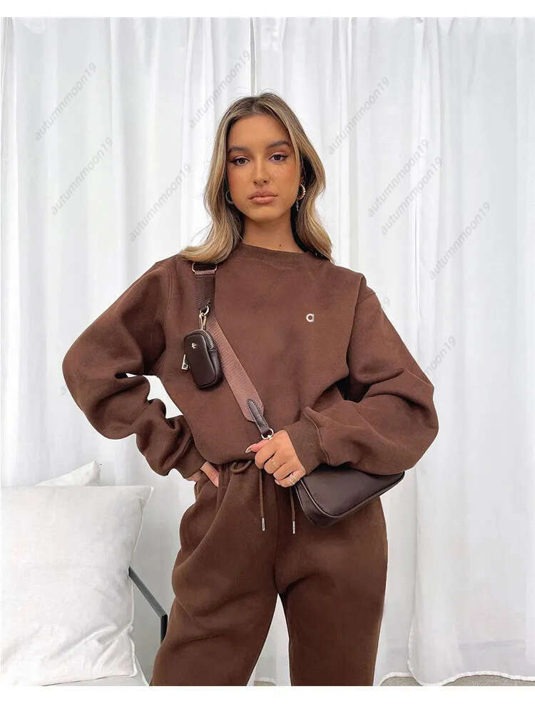 Autumn Winter Solid Color Round Neck Pullover Alosetism women clothes Pants Alosetism women clothes Casual Long sleeved Sweater Alosetism women clothes a4