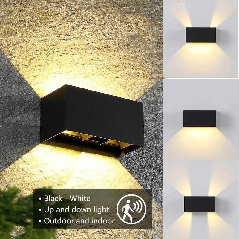 LED Outdoor Wall Lamps 24W LED Motion Sensor Black/White IP65 Waterproof Indoor Outdoor Lighting Adjustable Wall LightM251127