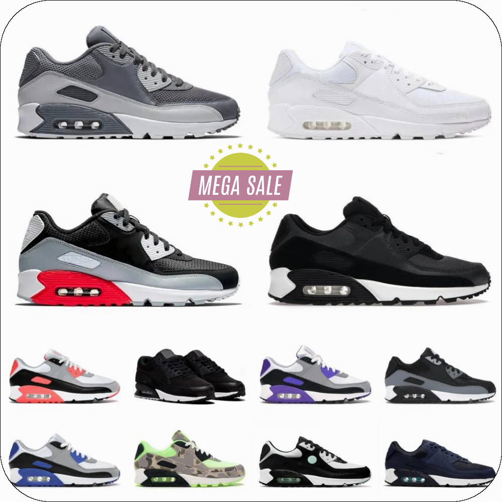 Trainers 90 90S Sports Casual Shoes Mens Women Triple White Black Camo Hyper Royal Blue Infrared Leathers Mesh Designer Running Shoe Recraft Laser Outdoor Sneakers