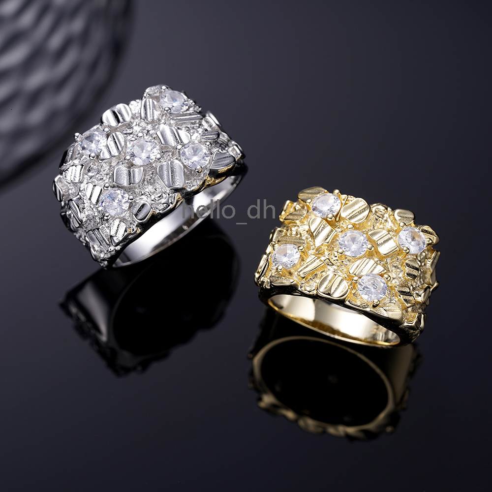 Factory Jewelry Wholesale Cheap Mens Nugget Diamond 10k Gold Brass Rings 14k Gold Plated for Men