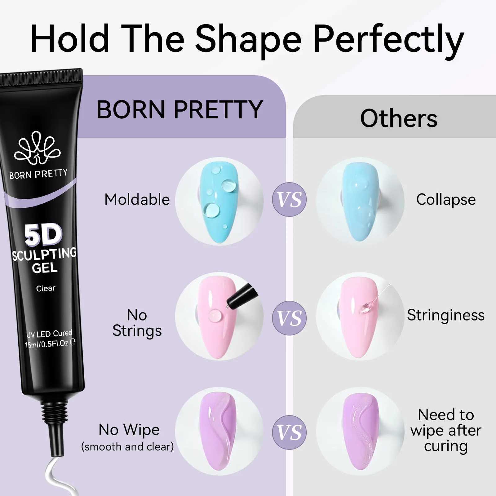 BORN PRETTY 15ml 5D Sculpting Gel Intricate Carvings Shapes Flower Fruit 3D Designs Nail Art Gel Varnish ManicureT251127