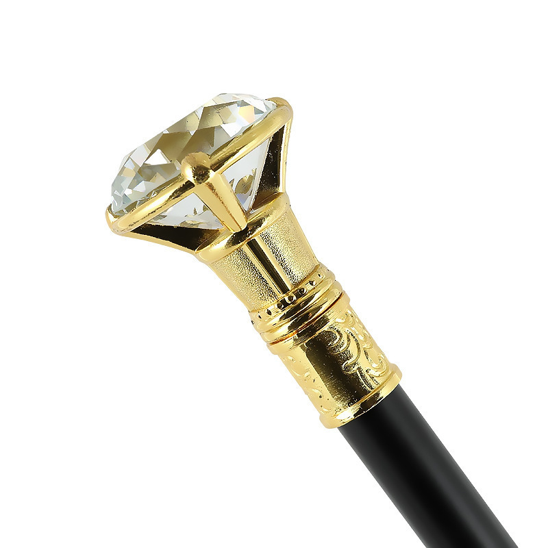 Colorful Diamond Type Golden Walking Cane Fashion Decorative Walking Stick Gentleman Elegant Cosplay Cane Knob Crosier 93cm 251022
