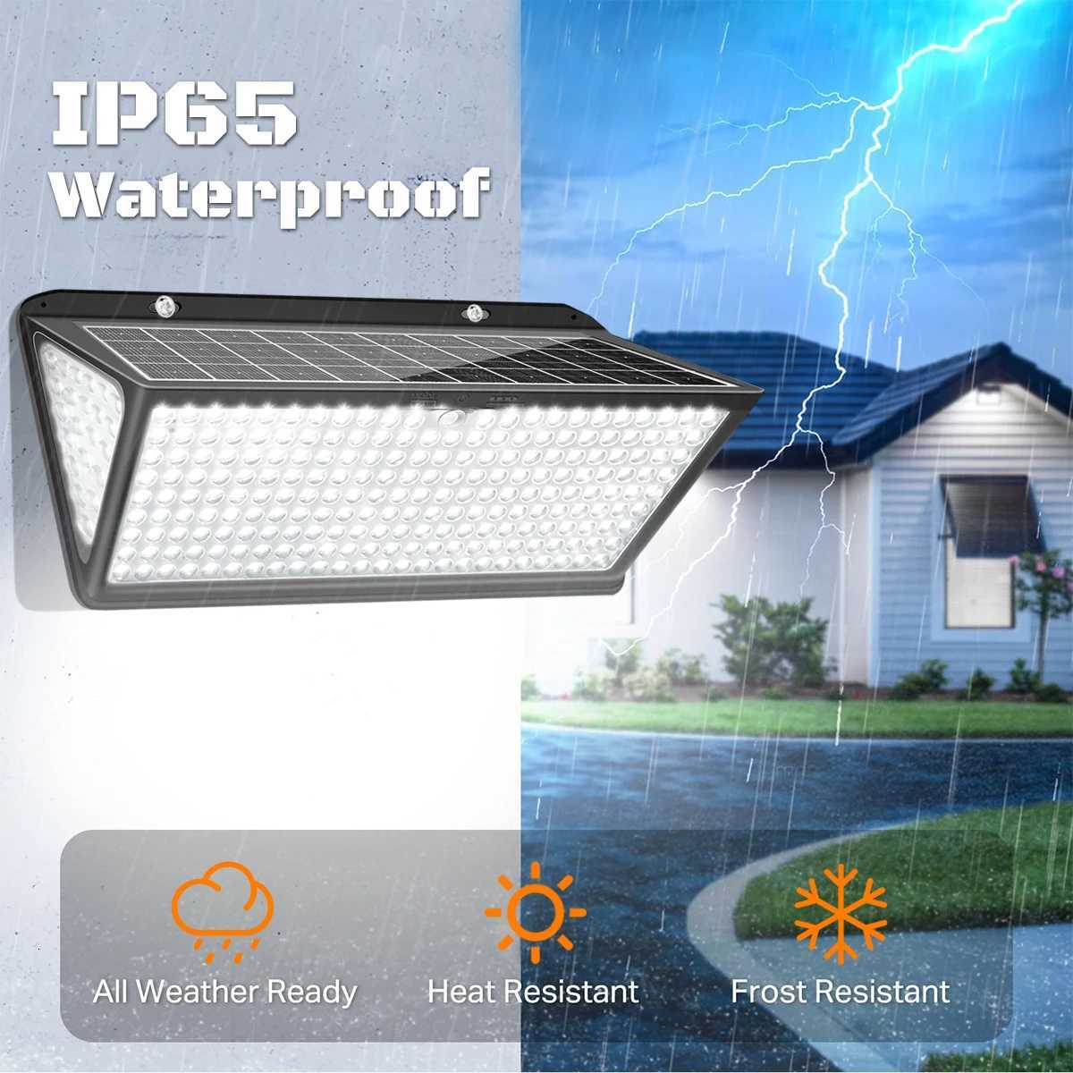 Super Bright Solar Wall Lamp Solar Lights Outdoor Solar Powered Flood Lights with 3 Mode IP65 Waterproof for Outside Yard StreetM251127