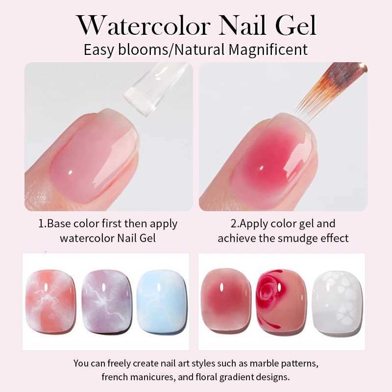 BORN PRETTY Clear Blooms Gel 10ML Soak Off Watercolor Nail Gel Polish for Spreading Effect Marble Gel Nail Polish Painting NailsT251127