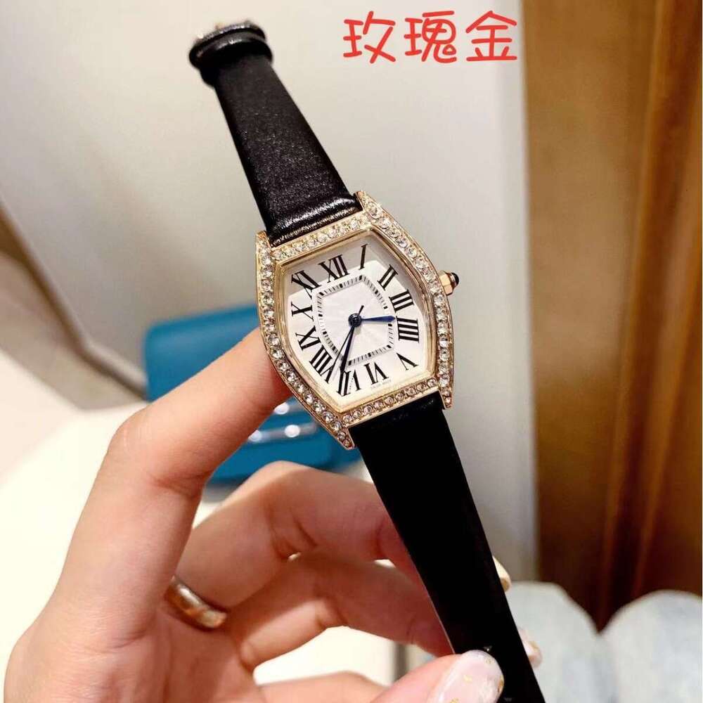 Car tie r designer Watch C ar ti er Madam Watch Belt Women, Diamond-Studded Waterproof Ladies' Barrel-Shaped Watch for Gift