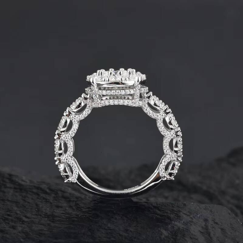 Fashion Fine Hip Hop Fine 925 Silver Shiny Moissanite Jewelry Iced Out Bling Round Ring for Men Women Wedding Engagement Gift