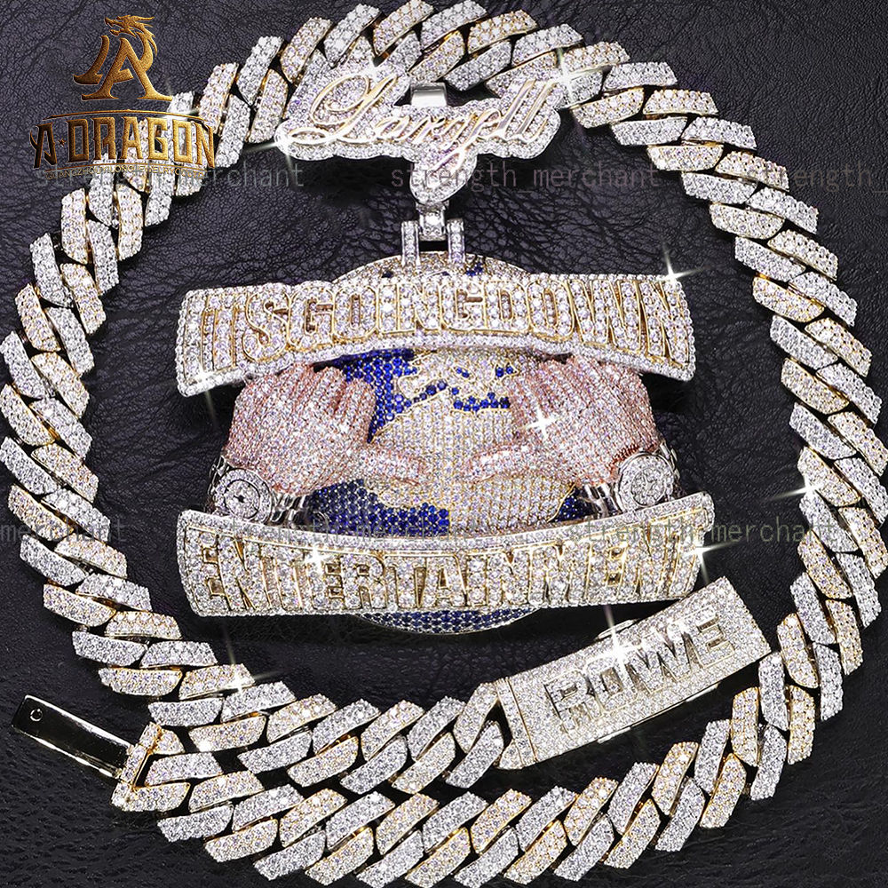 Designer necklace Factory Custom 925 Sterling Silver Moissanite Diamond Necklace VVS Miami Cuban Link for Hip Hop Rapper