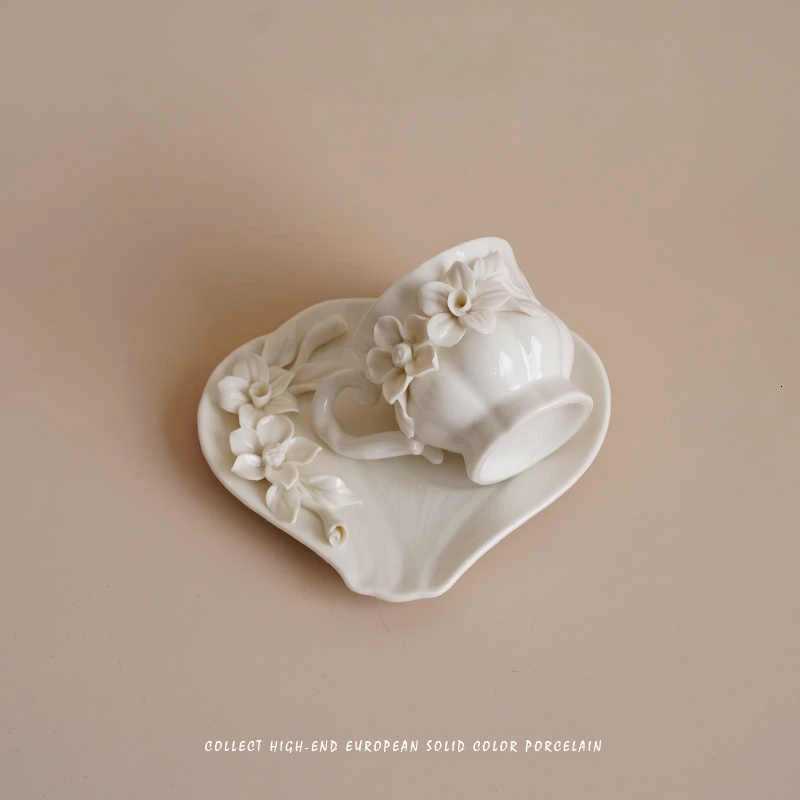 Ceramic Coffee Mug Three-Dimensional Floral Cups and Saucers Hand-Pinched Mug Dessert Bowl Latte Milk Latte Milk Cute Cup C251127