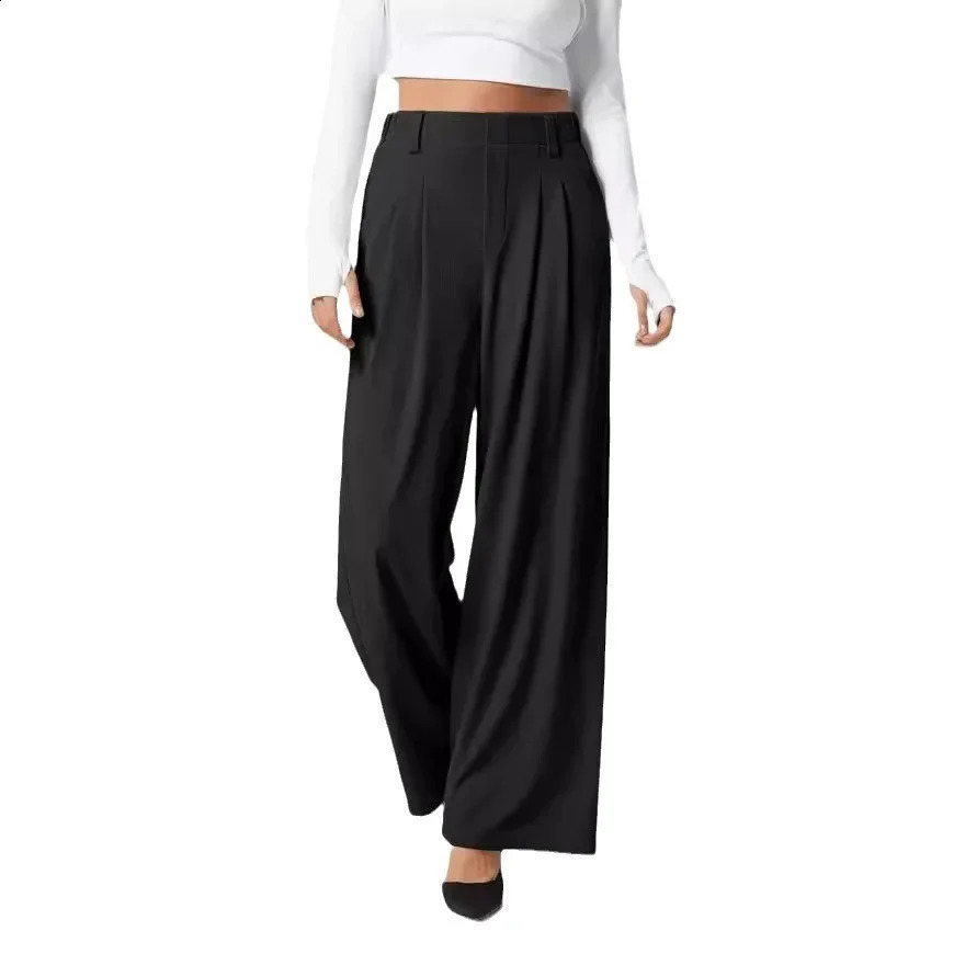 High waist wide leg loose casual pants classic Drapey pants suitable for womens comfortable fit straight leg pants 250427