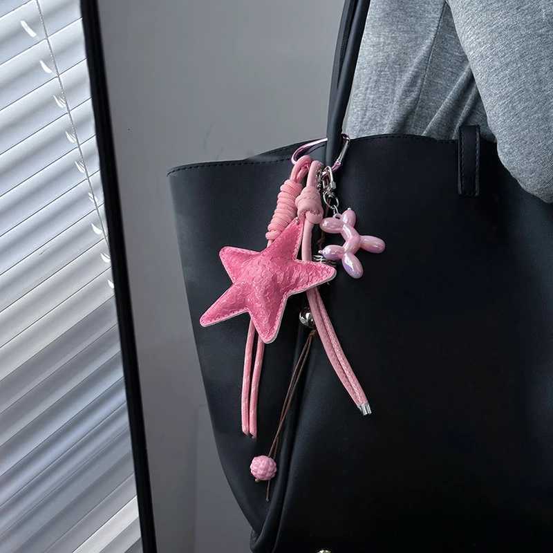 Fashion Starfish Keychain Cute Balloon Dog Leather Charm Women Maximalist Bag Ornaments Accessories Braided Rope KeyringT251127