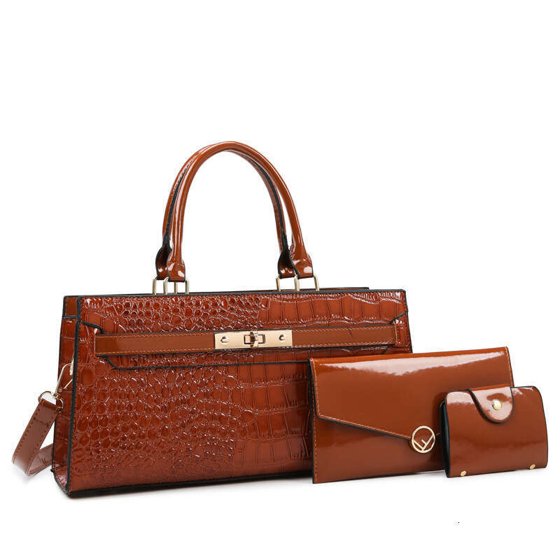 2023 New Urban Simple Crocodile Pattern Fashion Three Piece Set PU Handheld Mother for Single Shoulder Crossbody Women's Bag