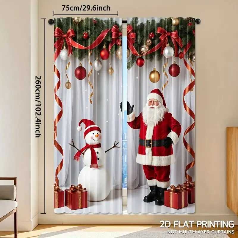 Curtain Christmas Santa Claus curtains pole bag curtains bedroom and living room decorations home decorations Christmas decorations Y251126