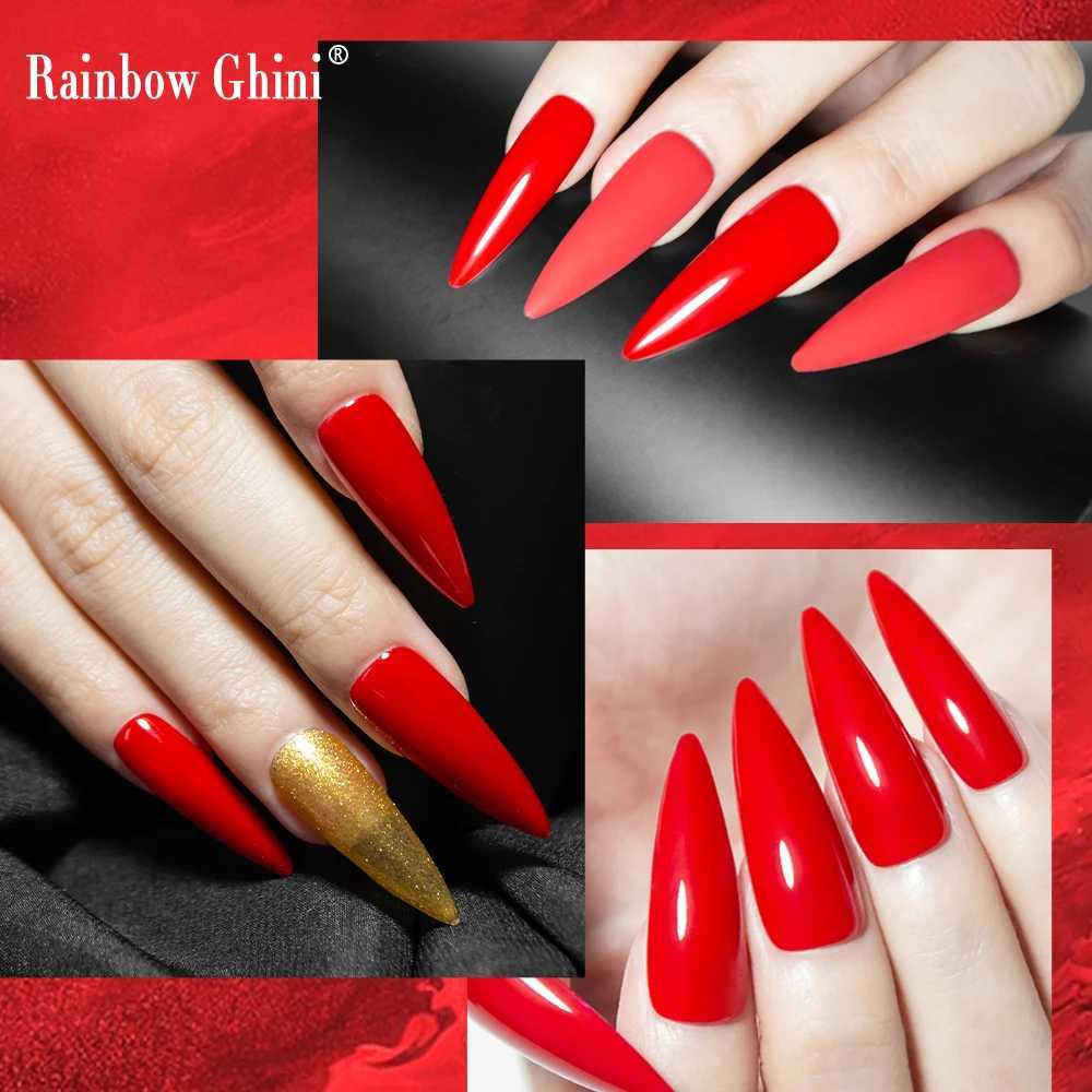 Rainbow Ghini 15ml Glitter Dark Red Gel Nail Polish Semi-Permanent Varnish UV Pale Red Nail Gel Art Supplies for ProfessionalsT251127
