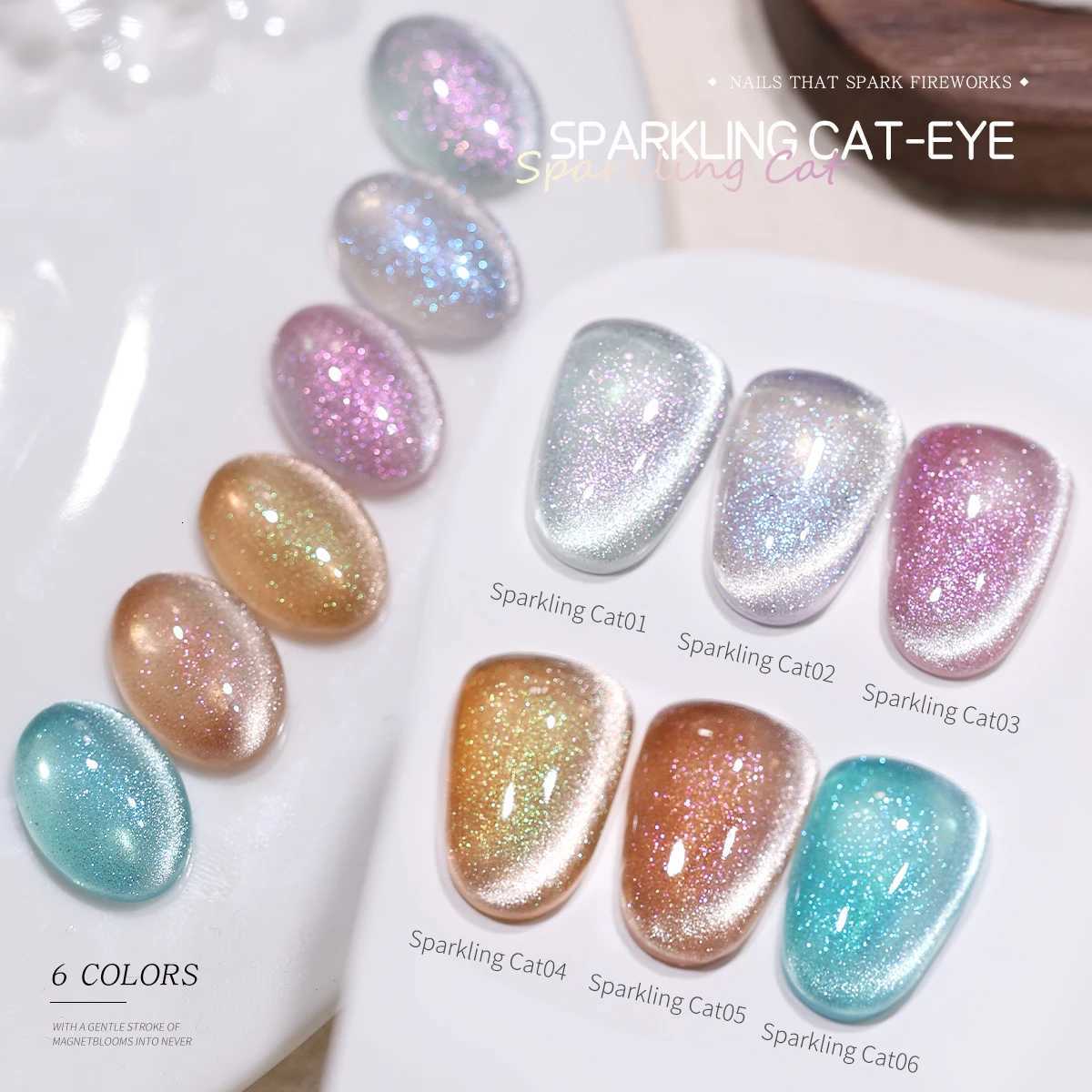 XEIJAYI 6pcs 15ml Sparkling Cat Eye Nail Gel Polish set Semi Permanent Nail Art Soaking UV LED Nail Salon DIY Nail Salon GelT251127