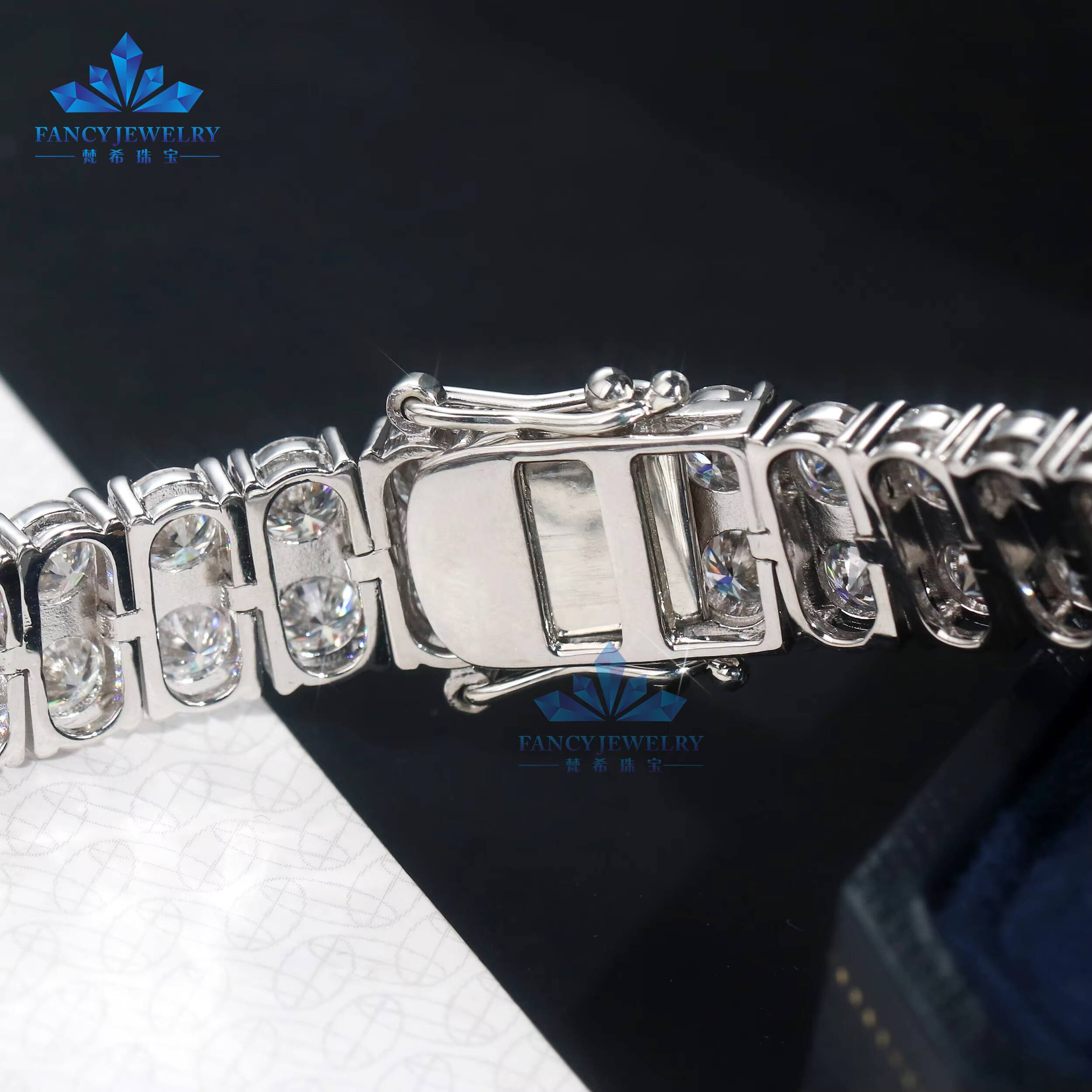 Double Rows Diamond 5mm5mm Width Tennis Chain Silver 925 Vvs Moissanite Hip Hop Jewelry Lab Moissanite Diamond Tennis Bracelet