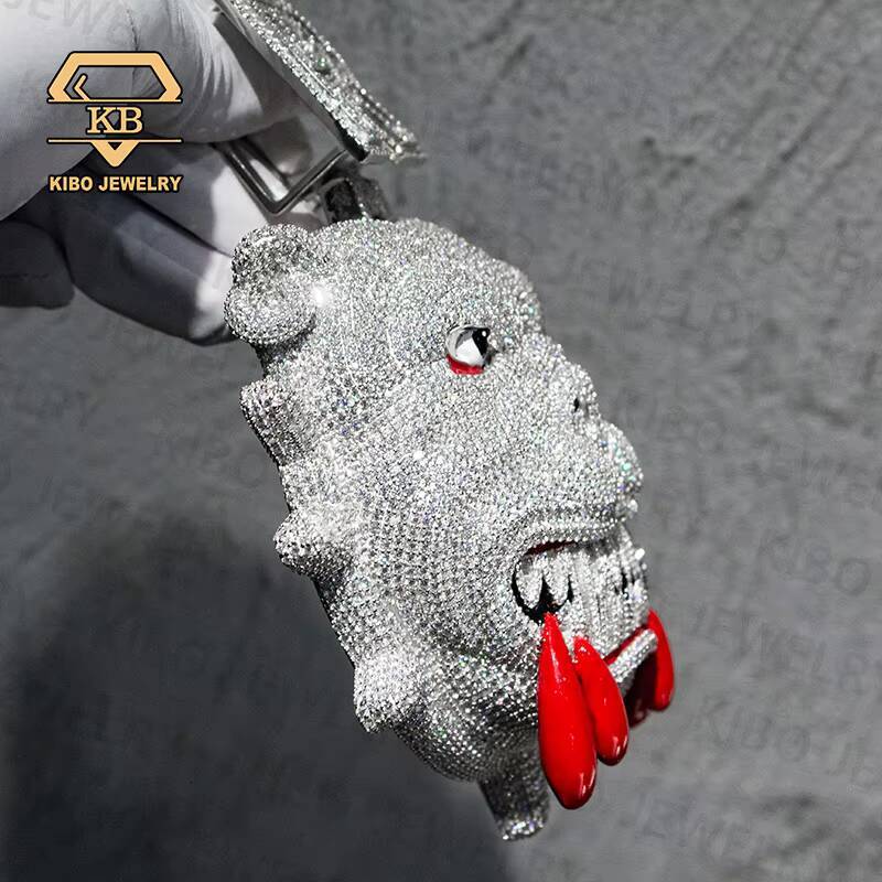 VVS Diamond Chain Pendant Moissanite Big Size Pendant With Iced Out Charm Custom Large Dog Bulldog Pendant for Mens