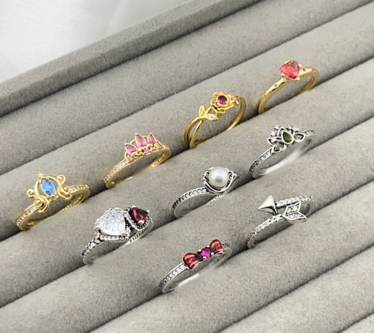 Panjia Dora 925 Silver Cross-border Color-changing Love Ring Love Heart-shaped Ring Light Luxury Gift for Girlfriend