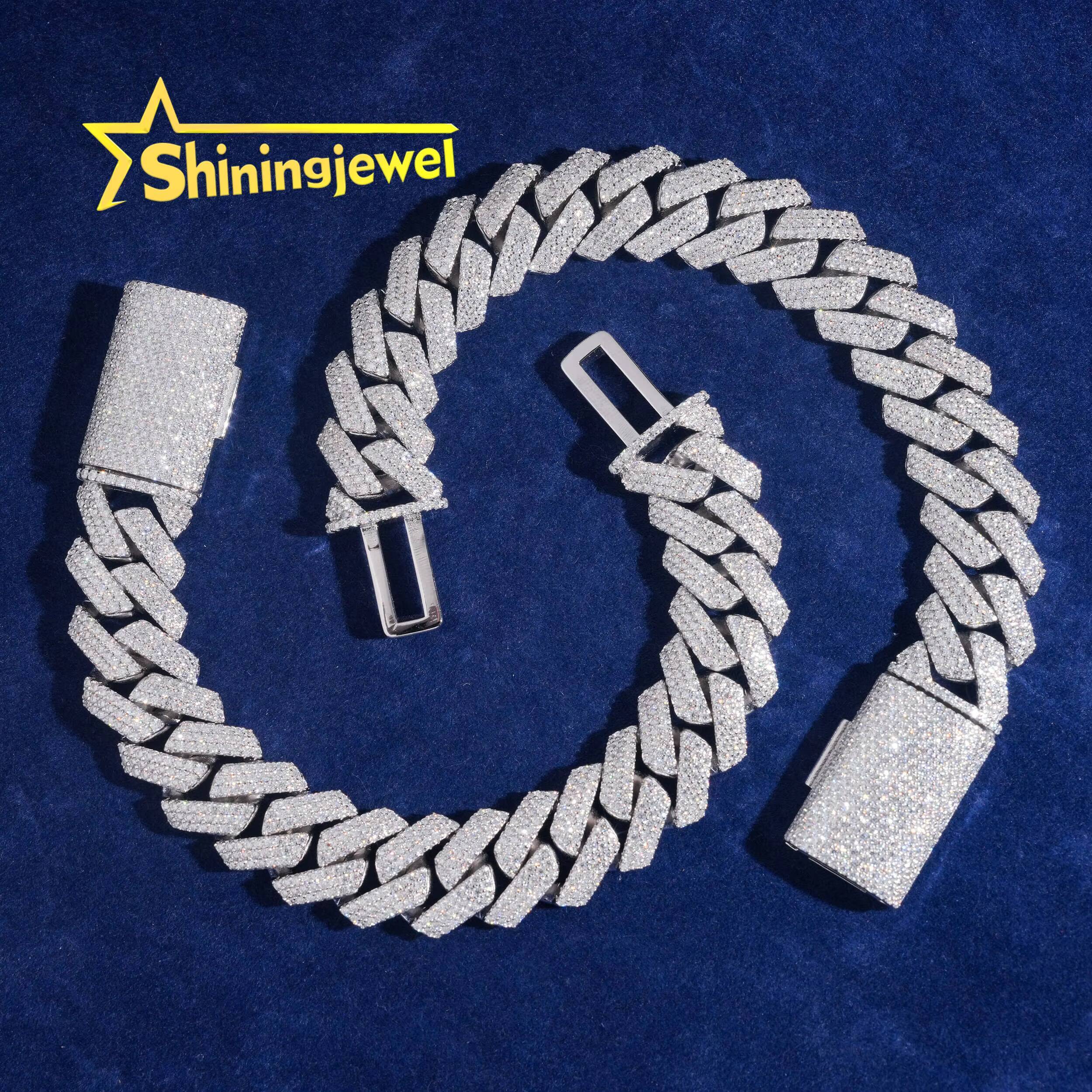 Popular Rose Gold Plated 15mm Cuban Chain Iced Out Jewelry Moissanite Cuban Necklace Bracelet Custom Hip Hop Diamond Cuban Links