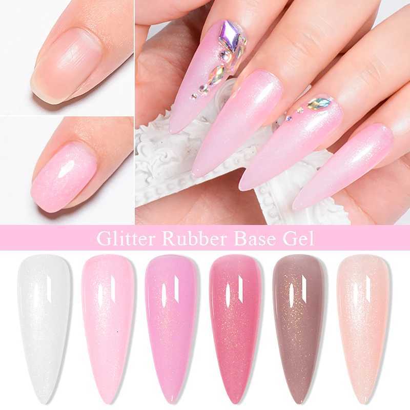 Mtssii 7ml Glitter Rubber Base Gel Polish Gold Sequins Coffee Pink White Base Gel Top Coat Soak Off UV LED Nail Art VarnishesT251127