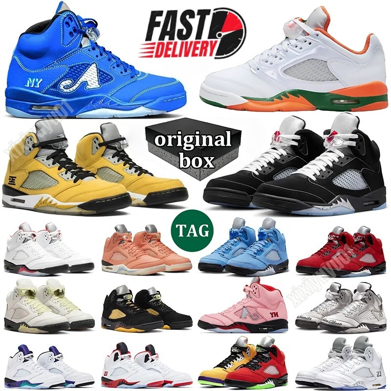 With Box Designer 5 OG Sneakers Basketball Shoes 5 5s Black Metallic Reimagined Miami Hurricanes Grape Alternate UNC White Black Cat Mens Women Outdoor Shoe Trainers