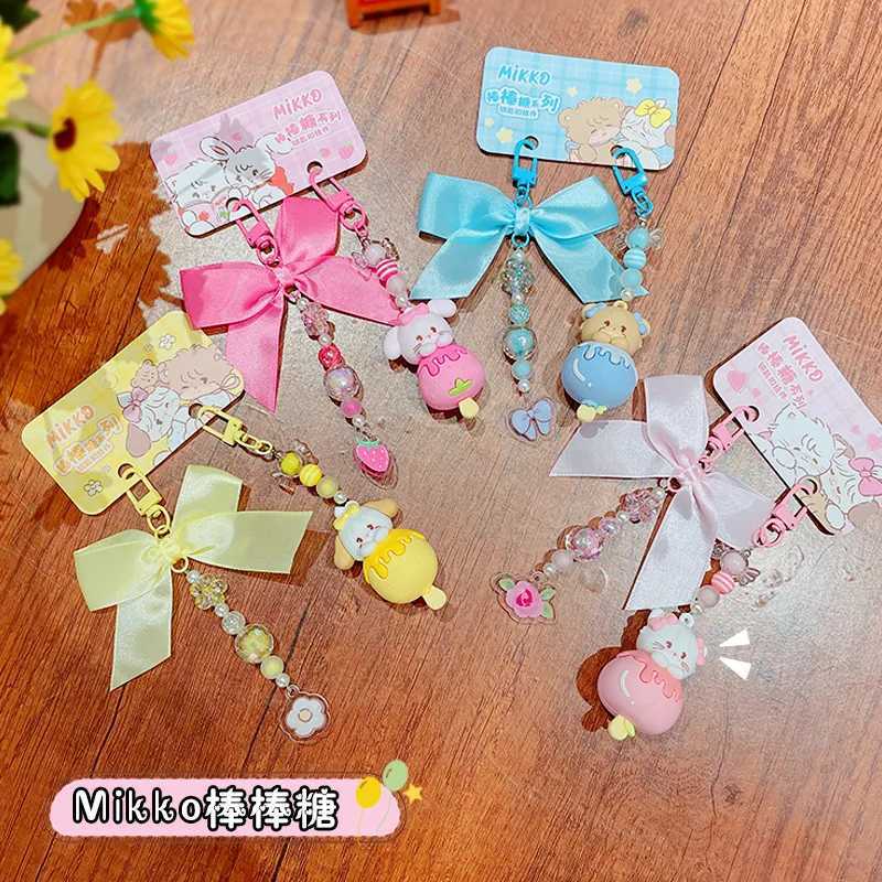 Genuine Kawaii Mikko Lollipop Beaded Keychain Pendant Backpack Pendant Mikko Figurines Keychain Pendant Anime Peripheral GiftT251127