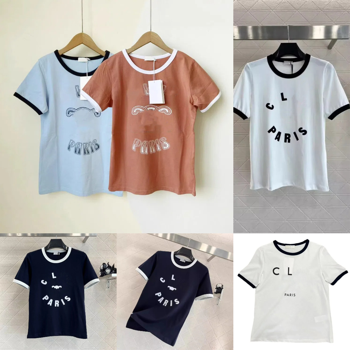 Women's Spring Summer Letter Logo Printed Round Neck Tee - Loose Fit Short Sleeve Top with Contrasting Colors
