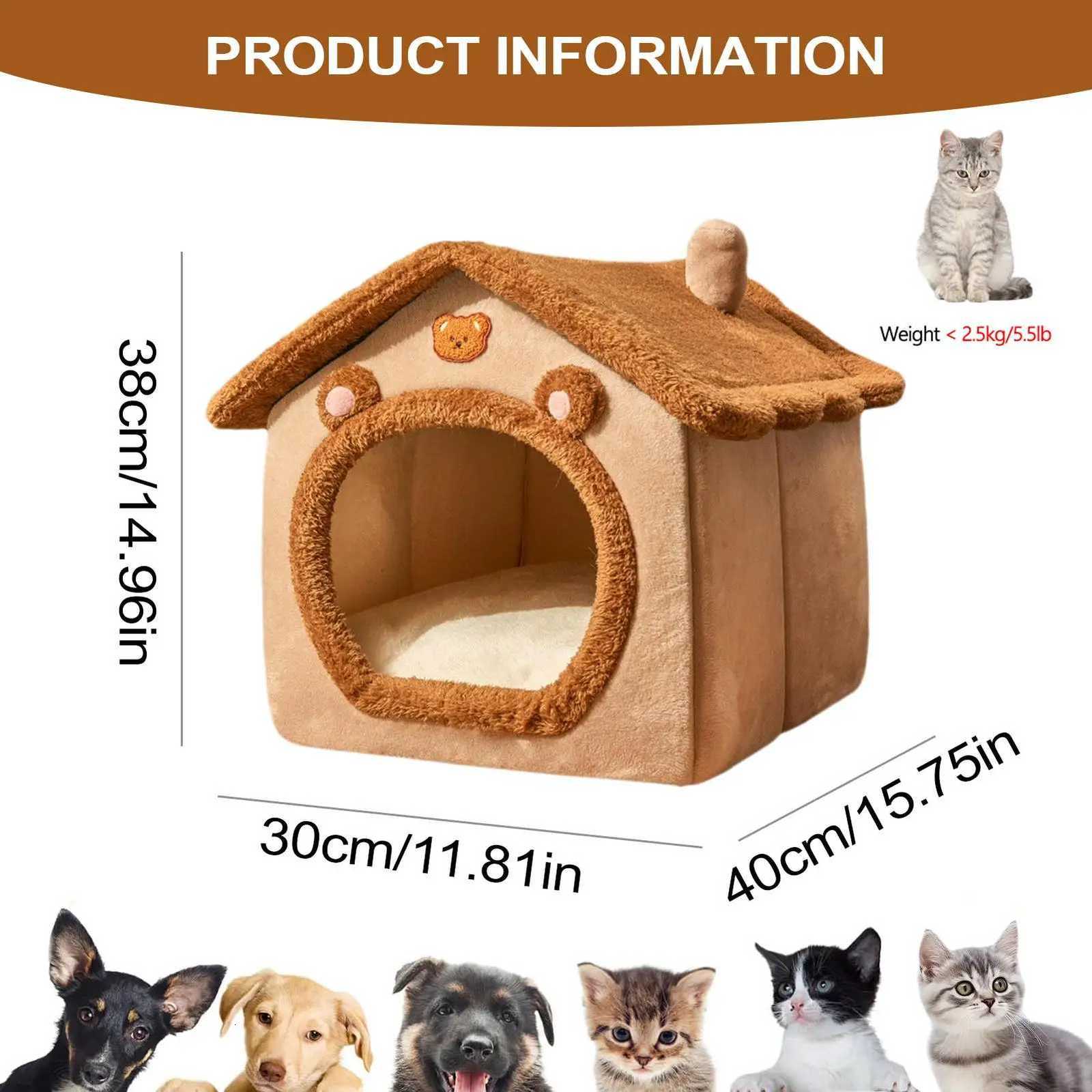 Cat House Cute Plush Winter Warm Pet House detachable Washable Enclosed Winter Rest Shelter For Small Animals Dog Bunny Cats BedM251127 - view 7