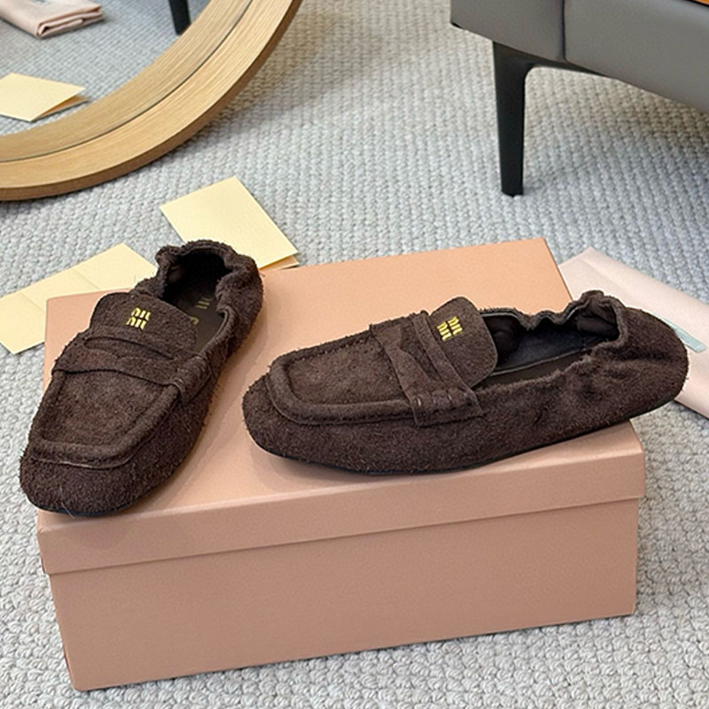 Elegant Miss lightness Loafer Ruches suede loafers Upper with leather band comfortable Leather lining Latest Fashion Style Lefu Shoes For women