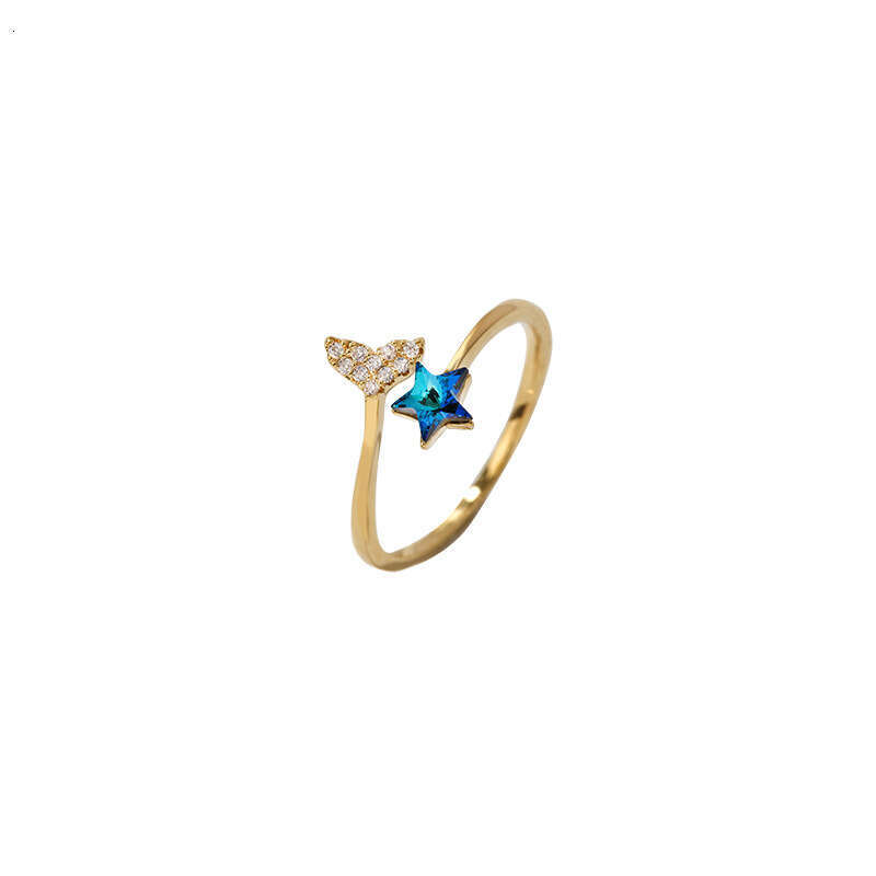 Beauty fish tail female ins personality, simple and cold style, open mouth ring, fashionable, niche, light luxury, trendy, liquid food finger ring