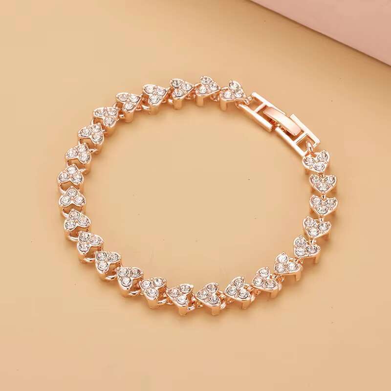 3color hot selling goldplated sier plated heartshaped fashion new zircon crystal bracelet jewelry for girls