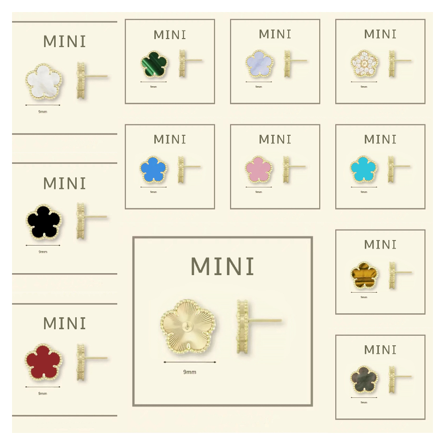 designer earrings womens jewelry designer jewelry Emerald Mini clover earrings Turquoise 18K Gold Plated Wedding earrings designer earring for woman gift for lady
