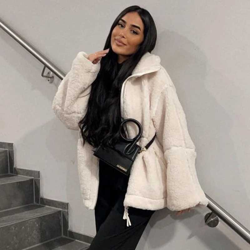 Womens Loose Fit Cashmere-Style Jacket Autumn Winter Fashionable Casual Zipper Outdoor Coat PersonalizedXJ251127